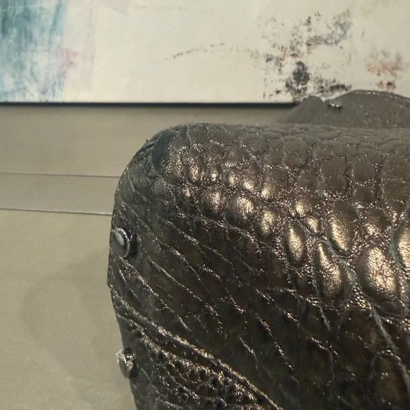 Jimmy Choo Metallic Bronze Pebble Leather Shopper Tote Bag Gently Used - Picture 10 of 13